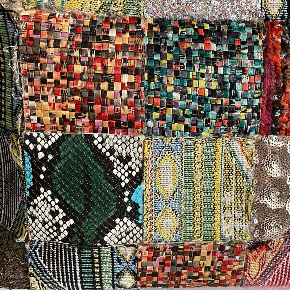 Antik Kraft Square Patchwork & Metallic Bag From … - image 2